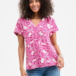 NWT Style & Co. Women's Cotton Gauze V-Neck Short-Sleeve Top, Milo Pink, Large